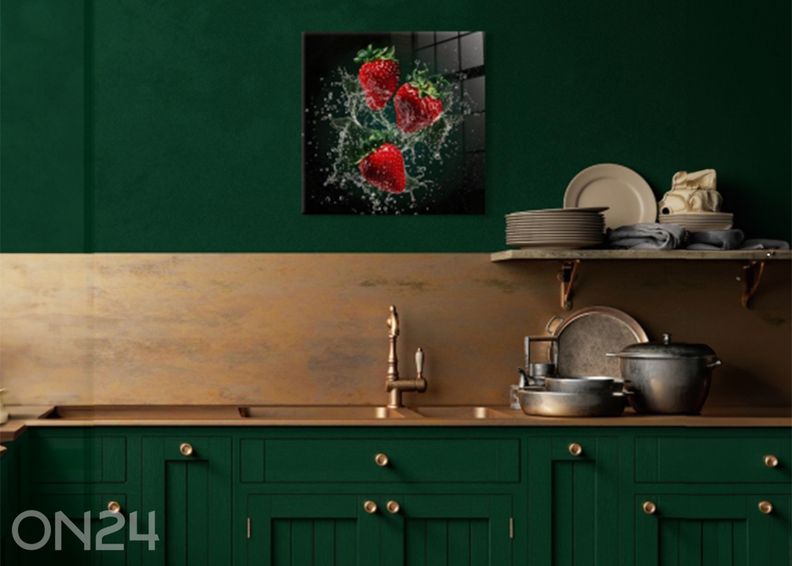 Klaaspilt Strawberries 30x30 cm suurendatud