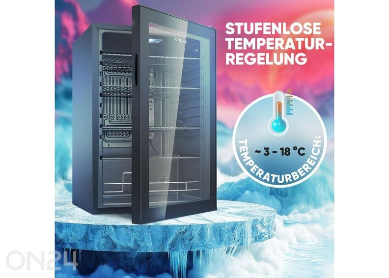 Klaasuksega külmik Bomann KSG7290 suurendatud