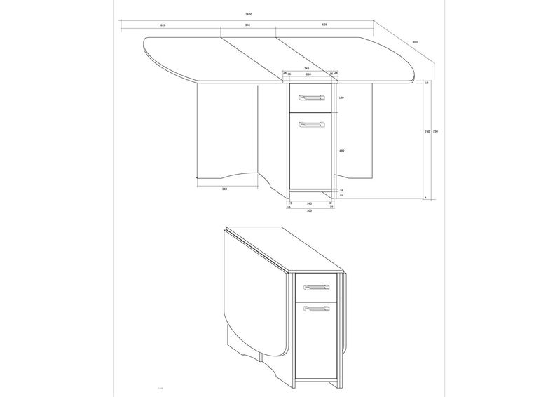 Klapplaud Conna 80x100-160 cm suurendatud