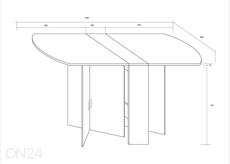 Klapplaud Conna 80x86-150 cm suurendatud