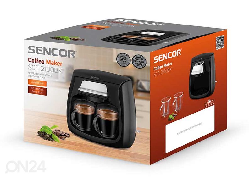 Kohvimasin Sencor kahele tassile SCE2100BK suurendatud