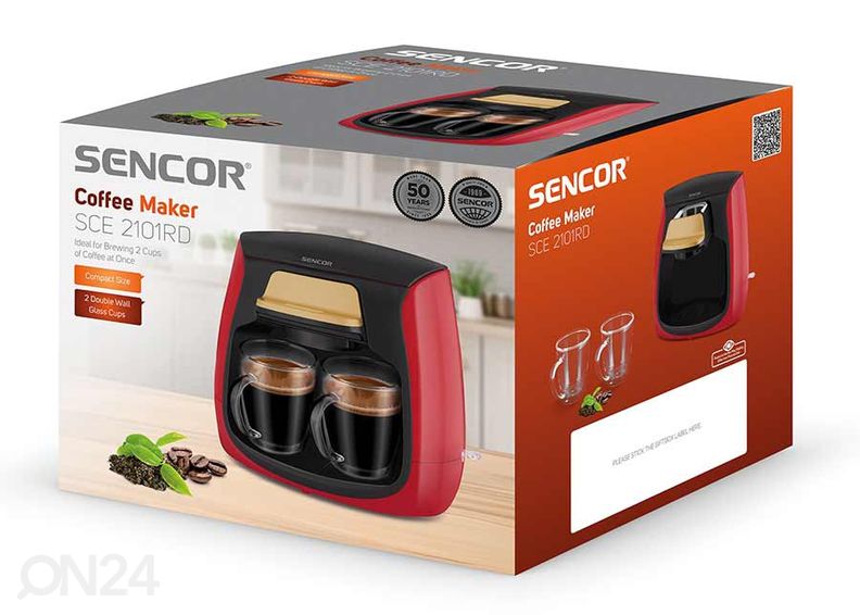 Kohvimasin Sencor kahele tassile SCE2101RD suurendatud