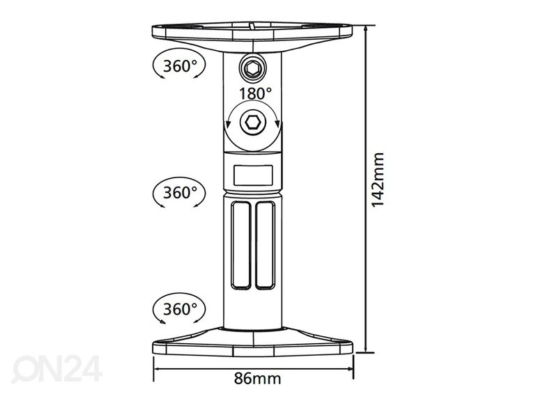 Kõlari seinakinnitus suurendatud