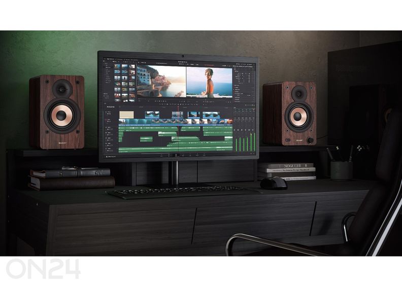 Kõlarid Sharp, 60W RMS, Bluetooth, pruun suurendatud