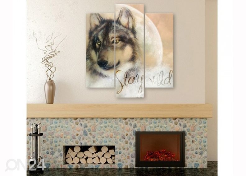 Kolmeosaline seinapilt Stay wild 3D 90x80 cm suurendatud