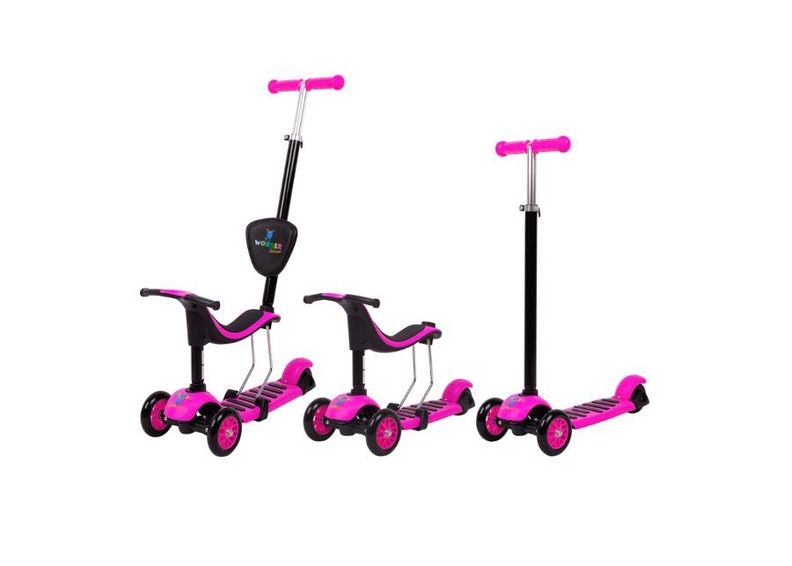 Kolmerattaline tõukeratas 3-in-1 WORKER Jaunsee suurendatud