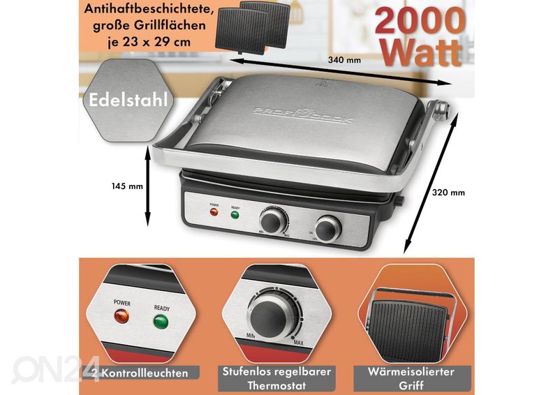 Kontaktgrill ProfiCook PCKG1264 suurendatud