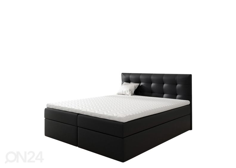 Kontinentaalvoodi must kunstnahk 180x200 cm suurendatud