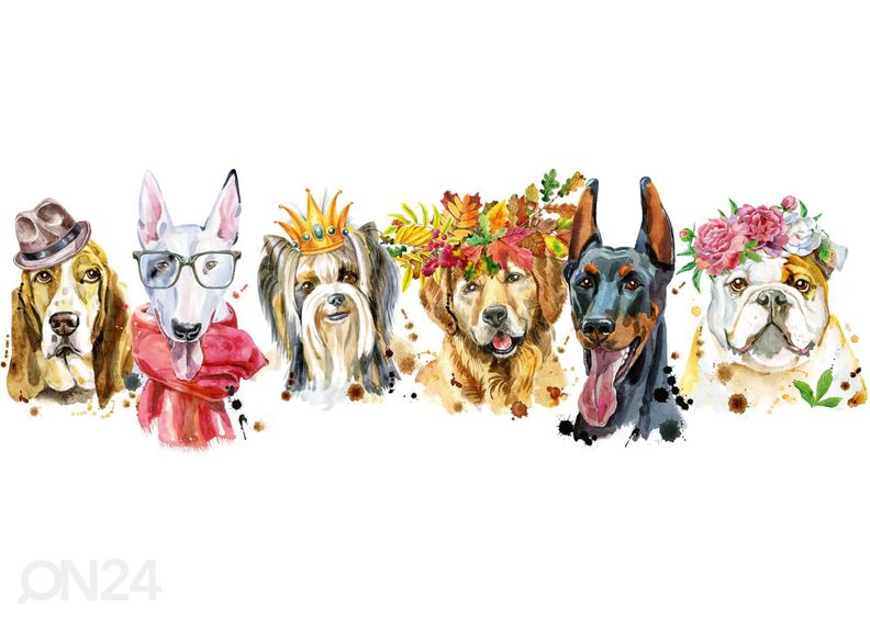 Köögi tagasein Portraits of dogs 180x60 cm suurendatud