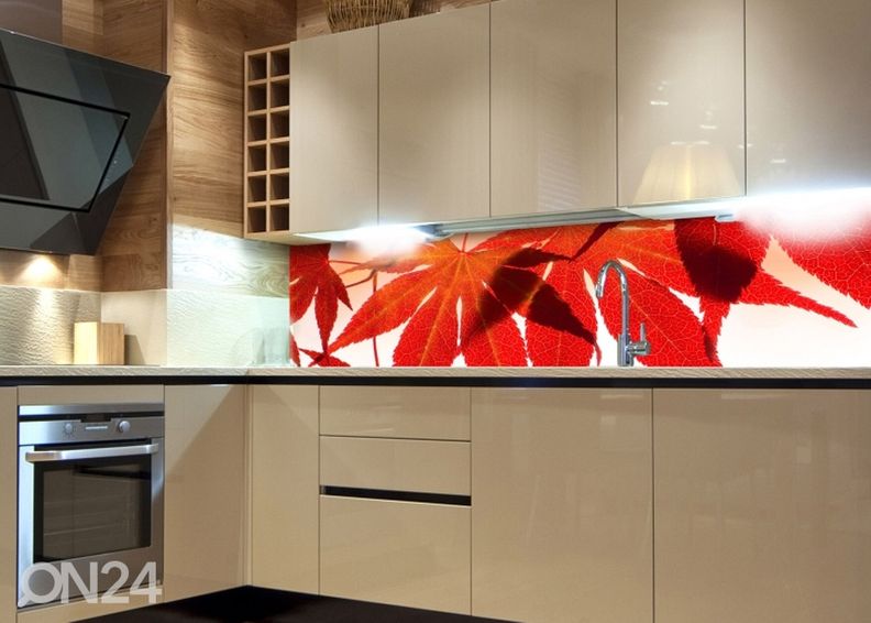 Köögi tagasein Red leaves 180x60 cm suurendatud