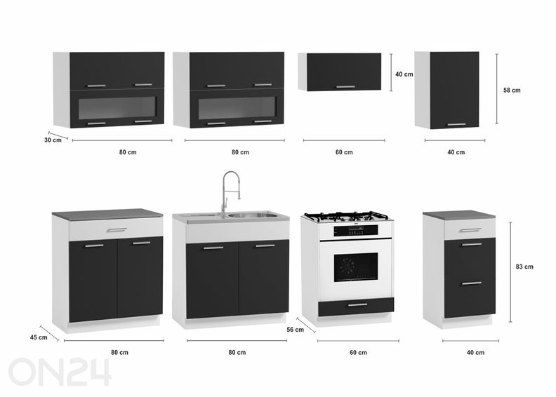 Köögimööbel 260 cm suurendatud