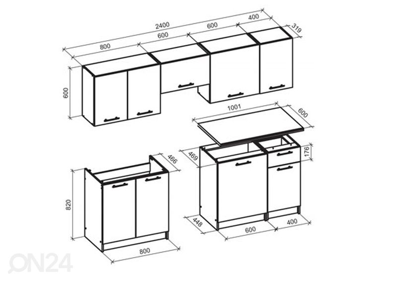 Köök Daria 240 cm suurendatud