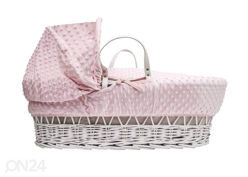 Korvhäll Roosa minky valgel vitskorvil suurendatud