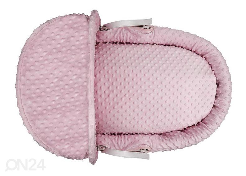 Korvhäll Roosa minky valgel vitskorvil suurendatud