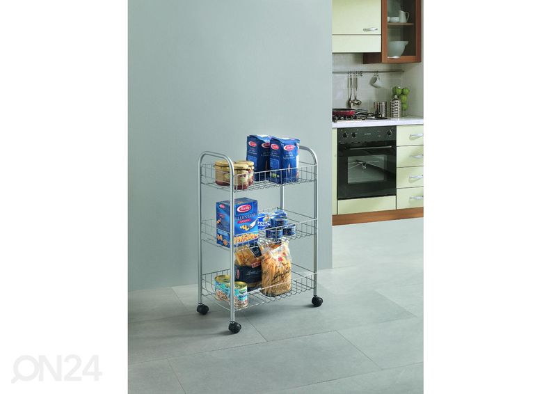 Korvriiul ratastel 3x Lugano, 41x23x63 cm, hõbe suurendatud