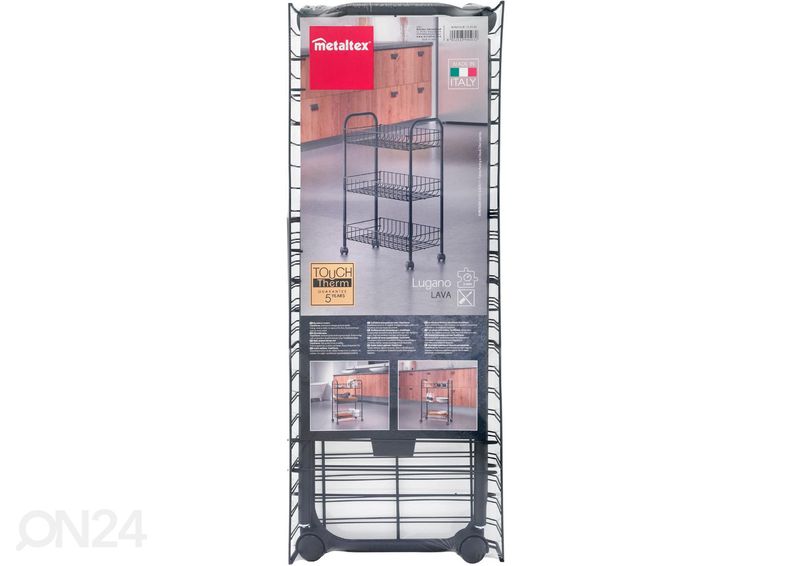 Korvriiul ratastel 3x Lugano, 41x23x63 cm, must suurendatud