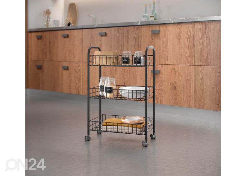 Korvriiul ratastel 3x Lugano, 41x23x63 cm, must suurendatud