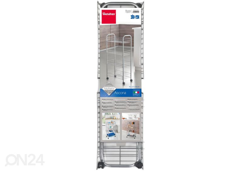 Korvriiul ratastel 4x Ascona, 41x23x84 cm, hõbe suurendatud