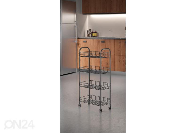 Korvriiul ratastel 4x Ascona, 41x23x84 cm, must suurendatud