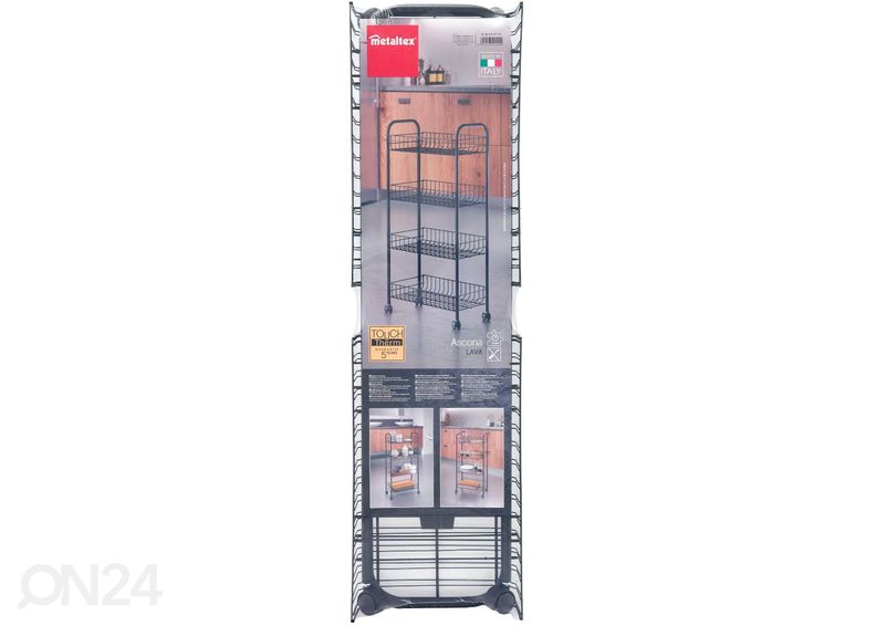 Korvriiul ratastel 4x Ascona, 41x23x84 cm, must suurendatud