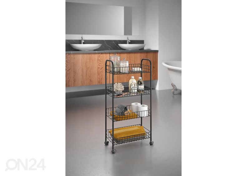 Korvriiul ratastel 4x Ascona, 41x23x84 cm, must suurendatud