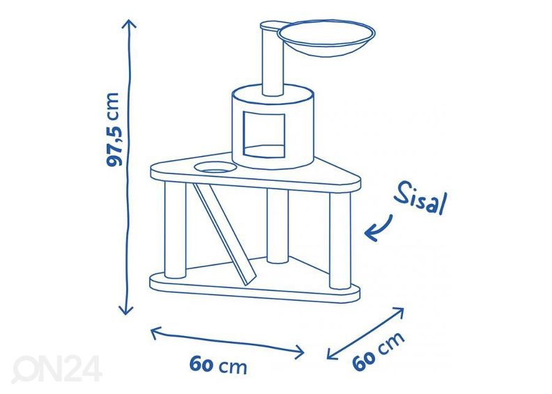 Kraapimispost Axelle 60x60x97,5 cm beež suurendatud
