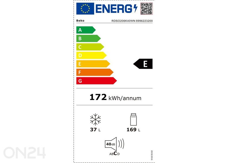 Külmik Beko RDSO206K40WN suurendatud