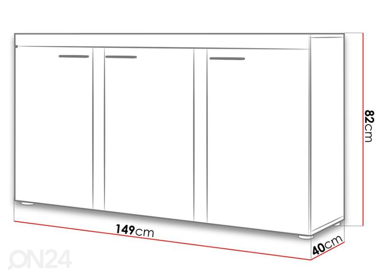 Kummut 149 cm suurendatud mõõdud