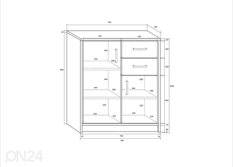 Kummut 74 cm suurendatud