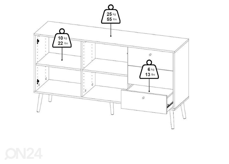 Kummut Bodo 147 cm suurendatud