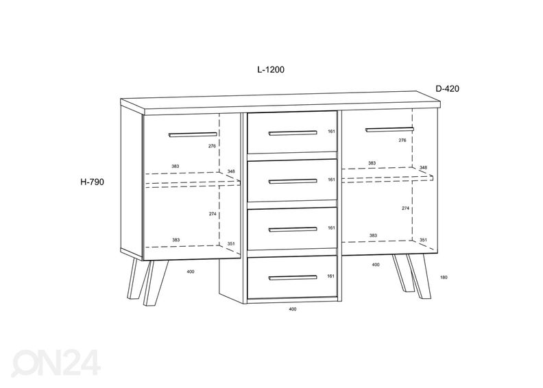 Kummut Clon 120 cm suurendatud
