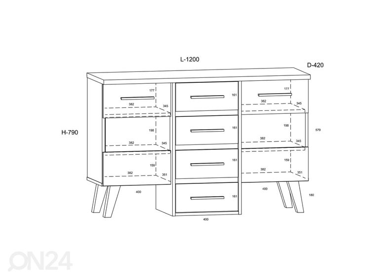 Kummut Clon 120 cm suurendatud