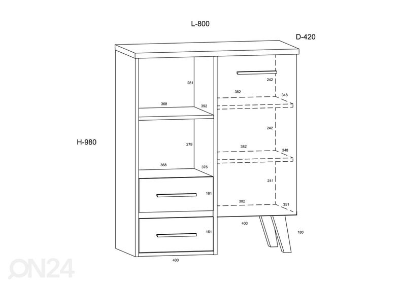 Kummut Clon 80 cm suurendatud