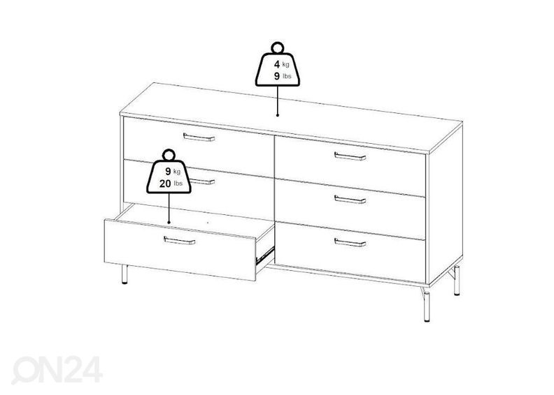 Kummut Dana 138,7 cm suurendatud