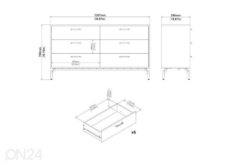 Kummut Dana 138,7 cm suurendatud
