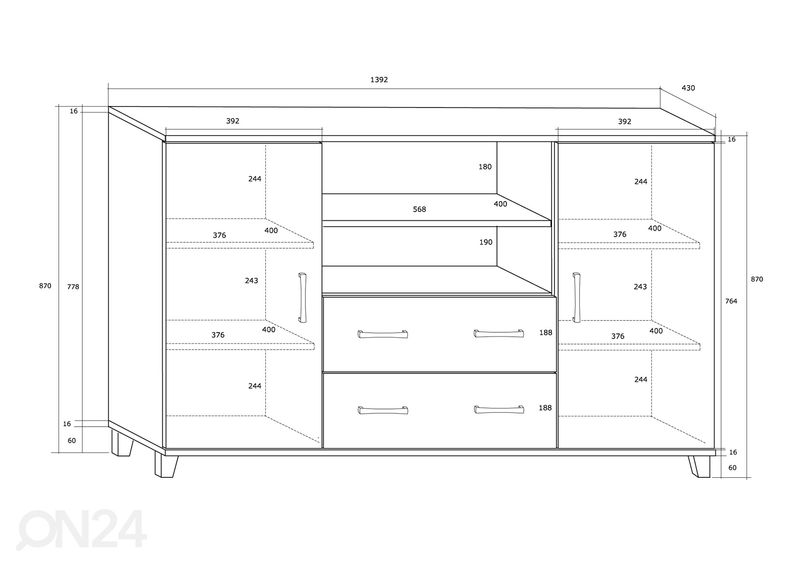 Kummut Drimo 140 cm suurendatud
