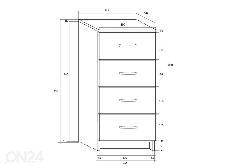 Kummut Drimo 41 cm suurendatud