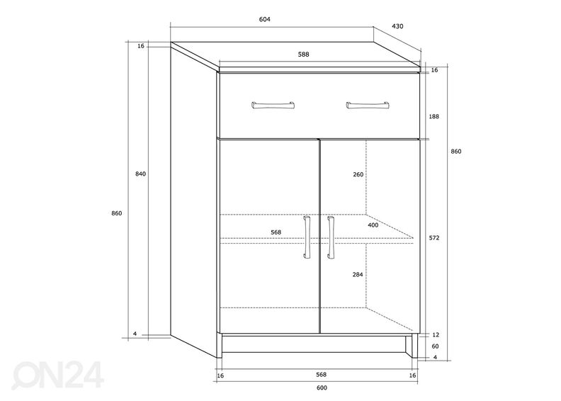 Kummut Drimo 61 cm suurendatud
