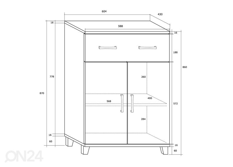 Kummut Drimo 61 cm suurendatud