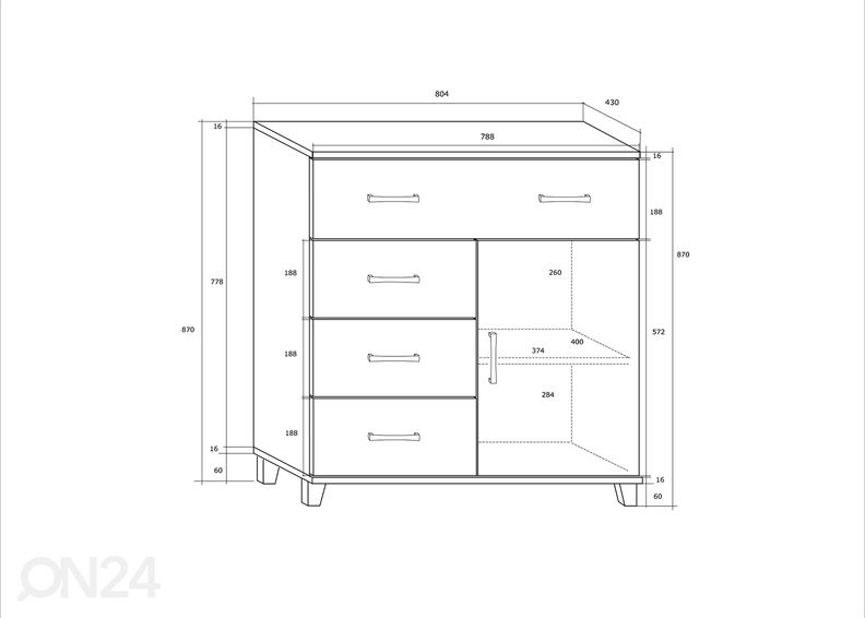 Kummut Drimo 80 cm suurendatud