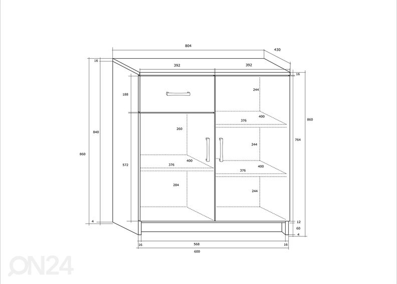 Kummut Drimo 80 cm suurendatud