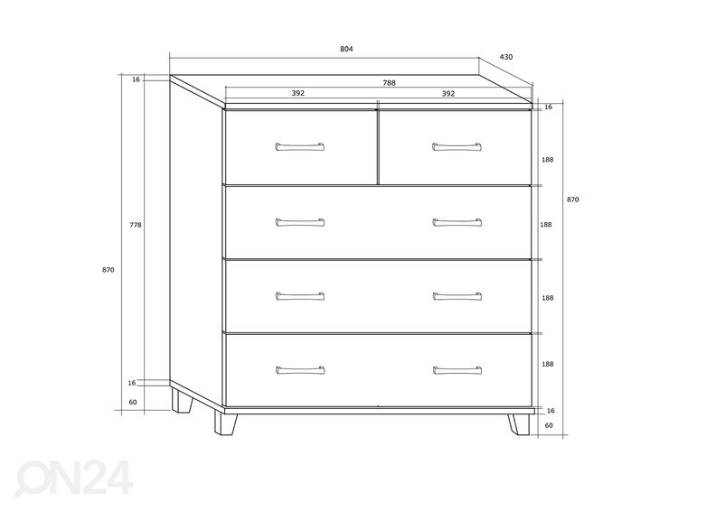 Kummut Drimo 80 cm suurendatud
