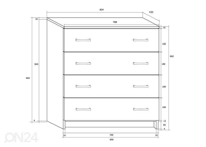 Kummut Drimo 81 cm suurendatud