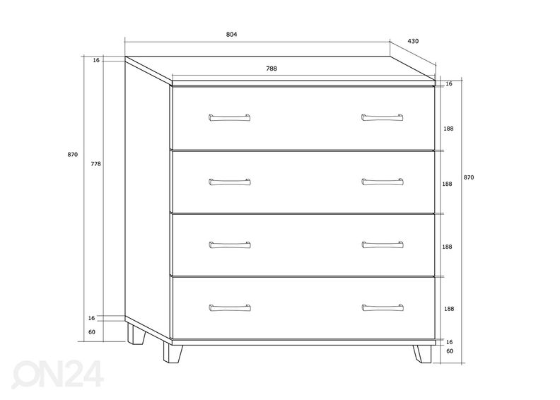 Kummut Drimo 81 cm suurendatud