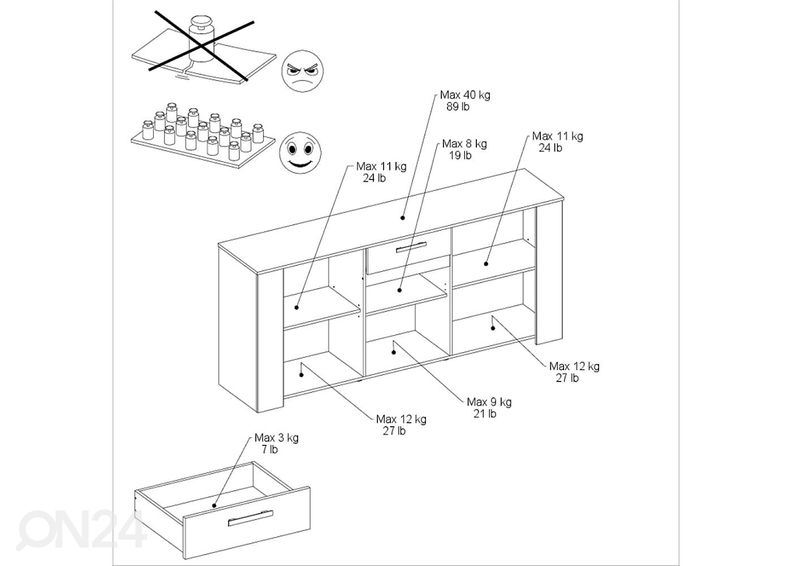 Kummut Helma 184 cm suurendatud