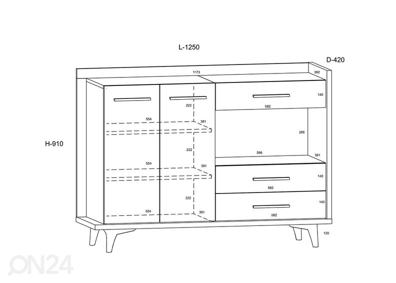 Kummut Kinsale 125 cm suurendatud