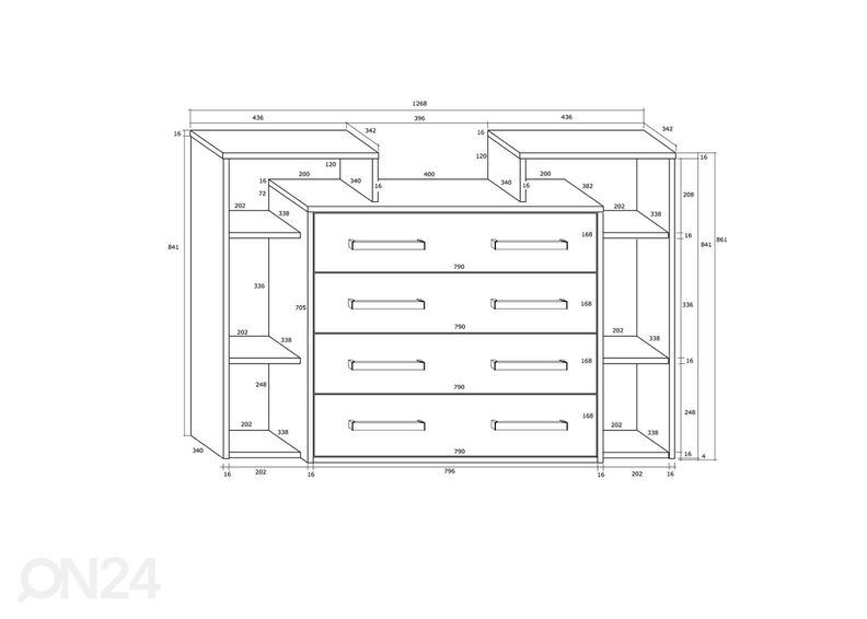 Kummut Macroom 127 cm suurendatud