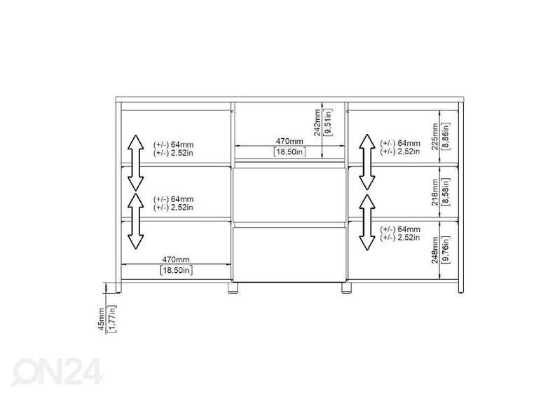 Kummut Next 149 cm suurendatud