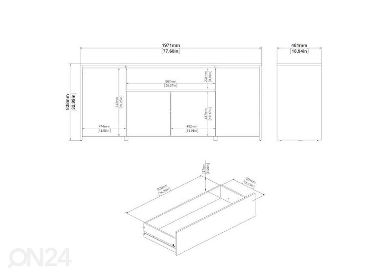Kummut Next 197 cm suurendatud