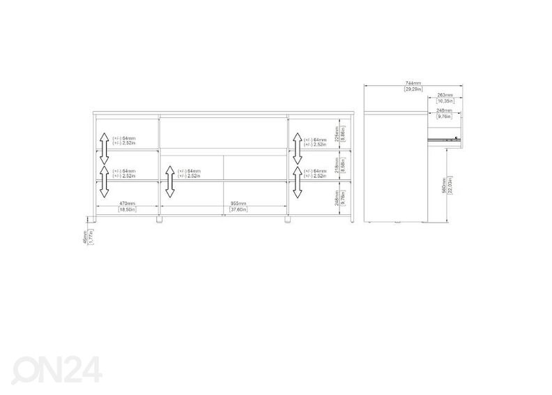 Kummut Next 197 cm suurendatud
